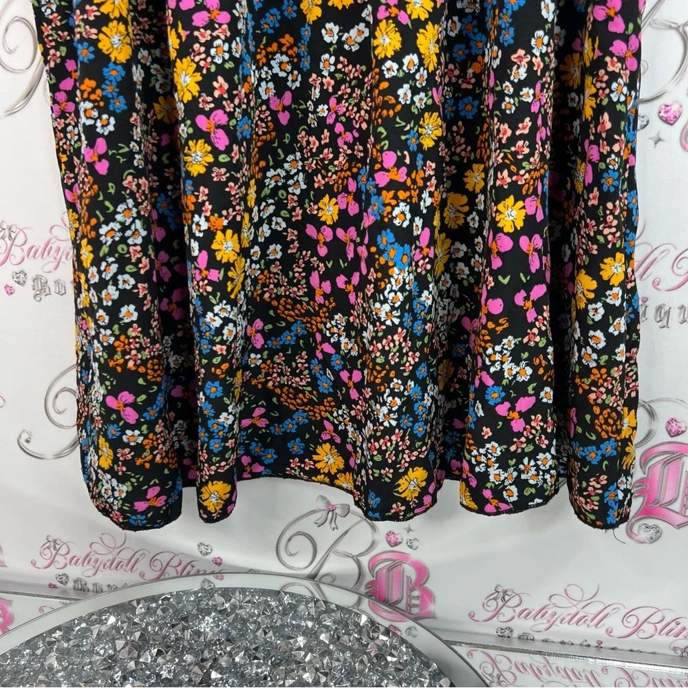 SHEIN curve dress flowers rainbow 🌈 ruffle hem Multicolor Floral Dress - Picture 5 of 10